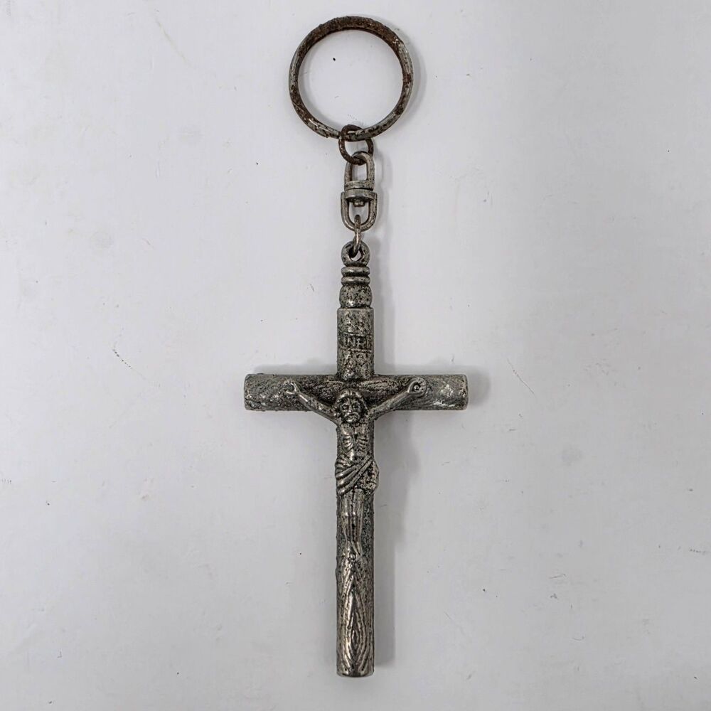 Jesus Christ on the Cross Whistle Keychain INRI Charm Key Ring God Protect